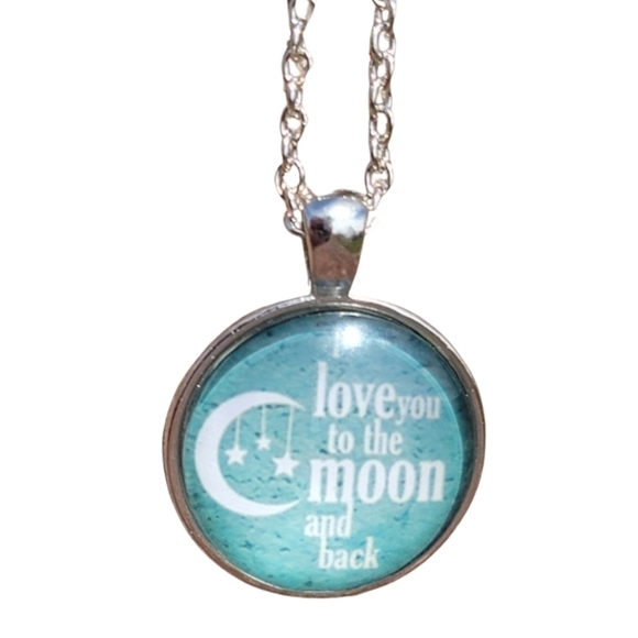 Jewelry - 3/$20 Silver Plated Necklace I Love You Glass Cabochon Dome Pendant Jewelry